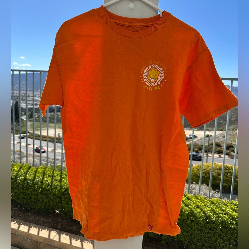 Spitfire Orange Short Sleeve Tee Classic Crew Neck